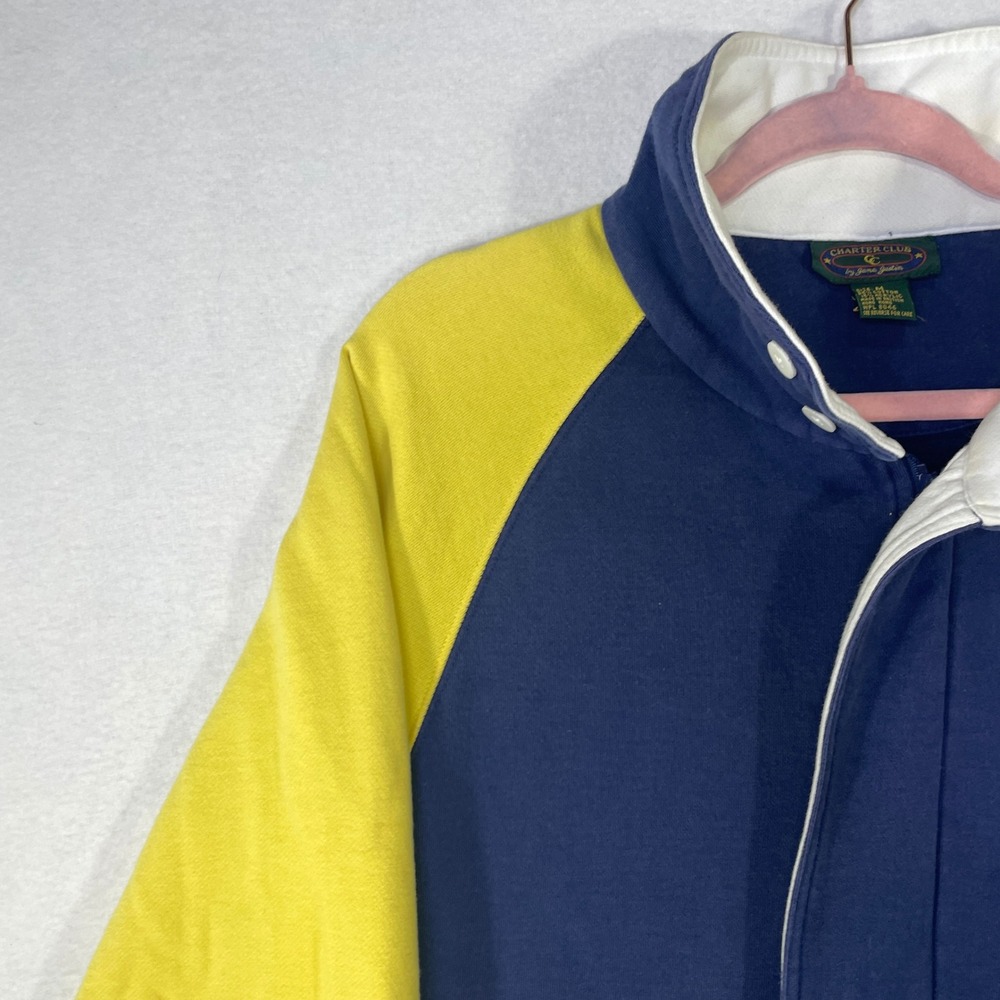 Vintage Charter Club Jane Justin Navy Yellow Colorblock Jacket Mens Medium - Picture 2 of 10